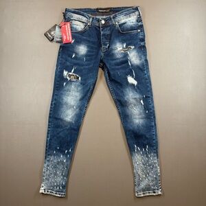 Mario Morato Skinny Fit Distressed Denim Jeans W32 L28 NWT